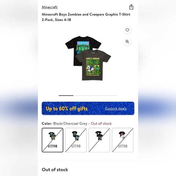 2 **NEW** MINECRAFT SHIRTS BOYS SIZE L (10/12) - Picture 2 of 2